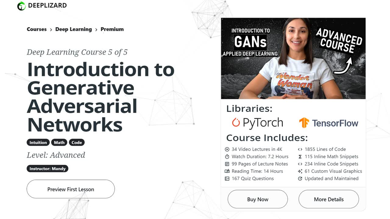 Lesson thumbnail for Generative Adversarial Networks - GANs Intro - New Course Release