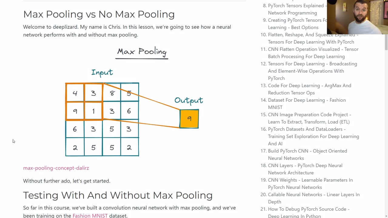Lesson thumbnail for Max Pooling vs No Max Pooling - Deep Learning Course